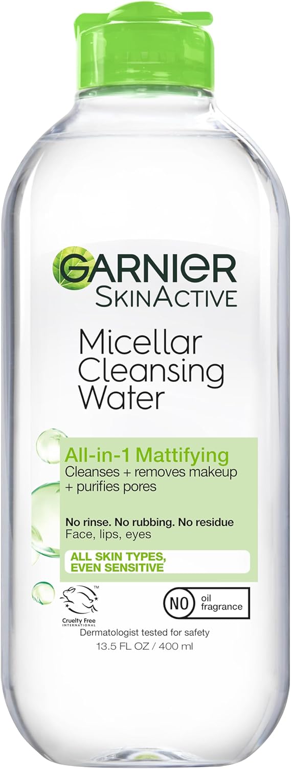 Garnier Skin Active Micellar Water for Oily Skin, Facial Cleanser & Makeup Remover,400m;l