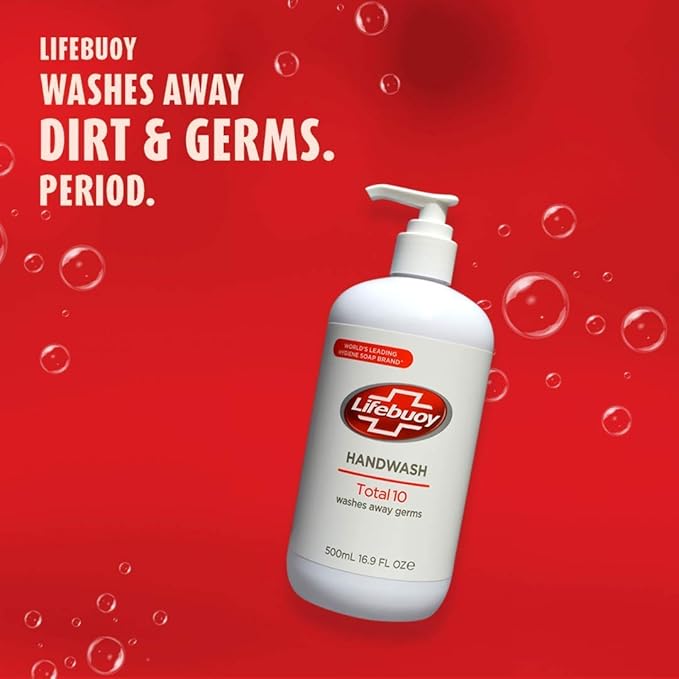 Lifebuoy Handwash Total 10, washes away germs, 500 ml