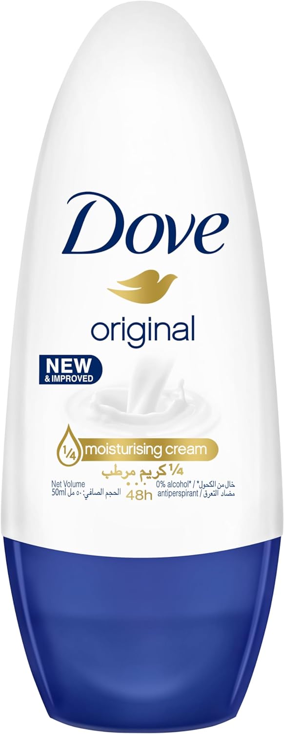 DOVE Women Antiperspirant Deodorant Roll-On for refreshing 48-hour protection, Original, alcohol free, 50ml