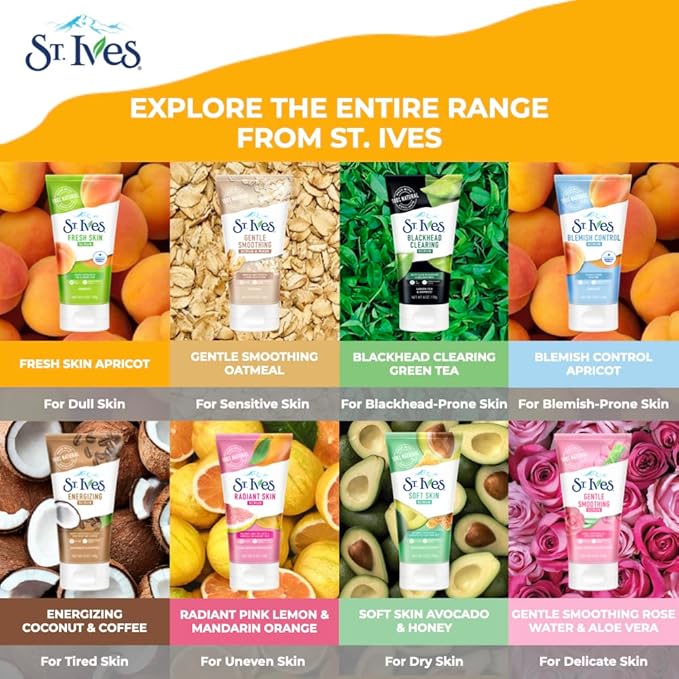 St. Ives Gentle Smoothening Oatmeal 2-In-1 Face Scrub & Mask with 100% Natural Exfoliants,170g