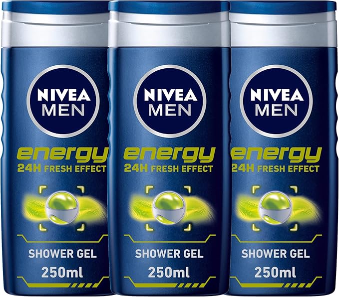 NIVEA Men Energy Masculine Scent 24h 3in1 Fresh Shower Gel, 3x250ml