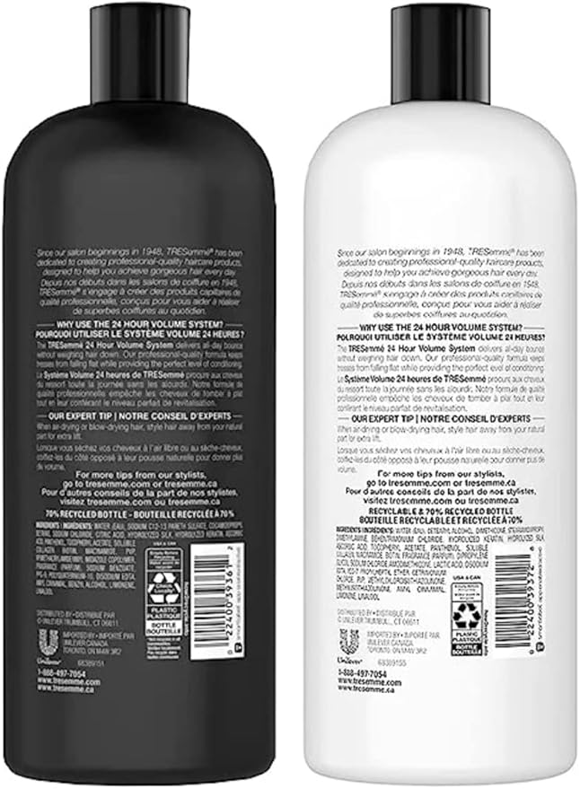 TRESemmé 24 Hour Volume Shampoo & Conditioner for Fine Hair Formulated with Pro Style, 2 pack