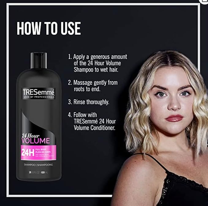 TRESemmé 24 Hour Volume Shampoo & Conditioner for Fine Hair Formulated with Pro Style, 2 pack