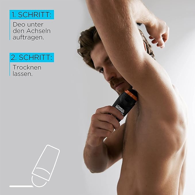 L'Oréal Men Expert Deodorant for Men, 5-in-1 Roll-On Deodorant Against Odours, Moisture, Bacteria and White Residues for up to 48 Hours Freshness, Carbon Protect - 3 x 50 ml