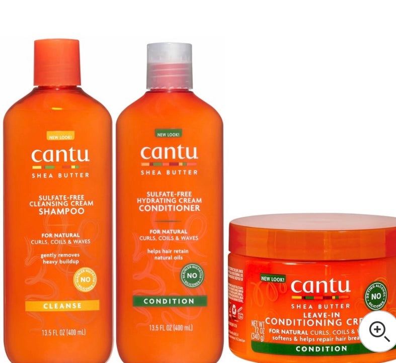 Cantu  Shea butter combo set of 3(shampoo+ conditioner + leave in conditioner )
