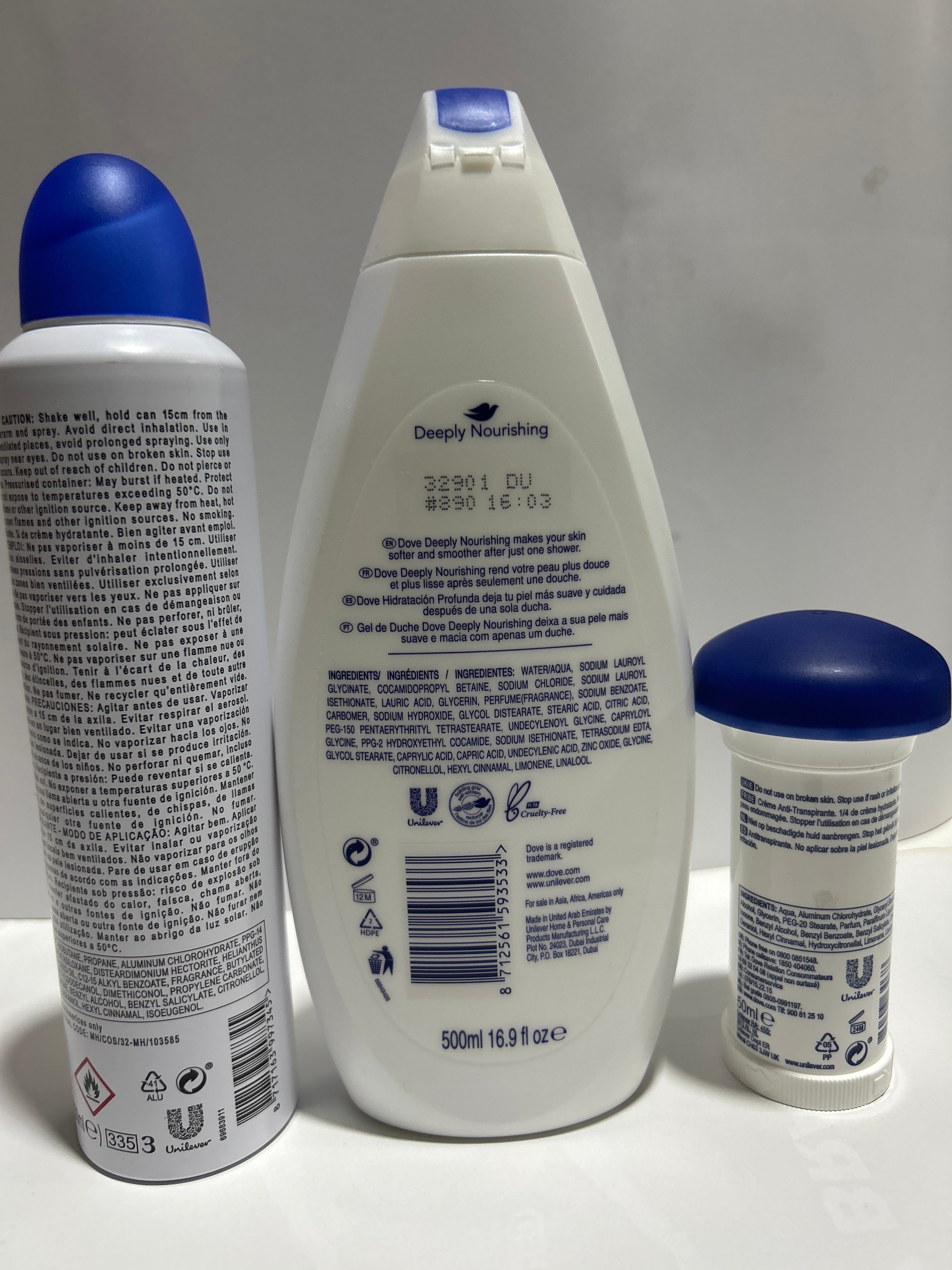 Dove set of 3 body wash