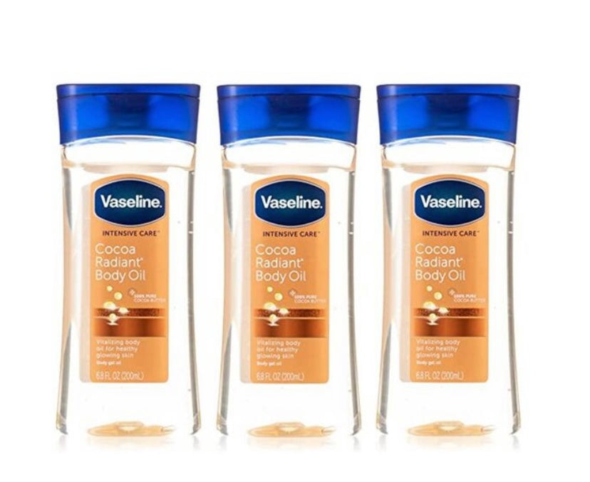 Vaseline intensive care cocoa Radiant Body Gel Oil 200ml x pack of 3