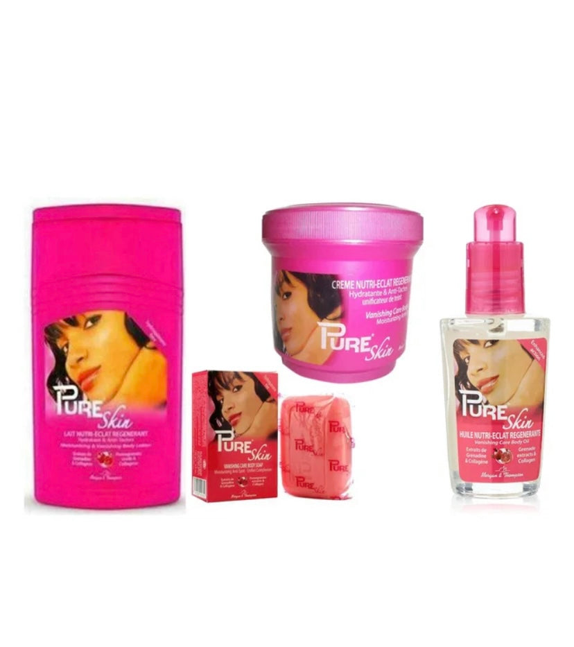 Pure skin combo set of 4, lotion 500ml+serum + face cream +soap