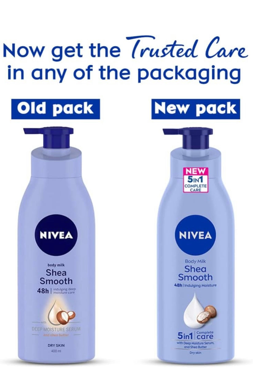 NIVEA Body Milk, Shea Smooth, 400ml, pack of 1