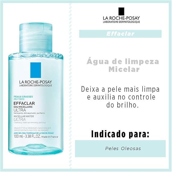 La Roche-Posay Effaclar Micellar Cleansing Water for Oily Skin, 3.38 Fl. oz.