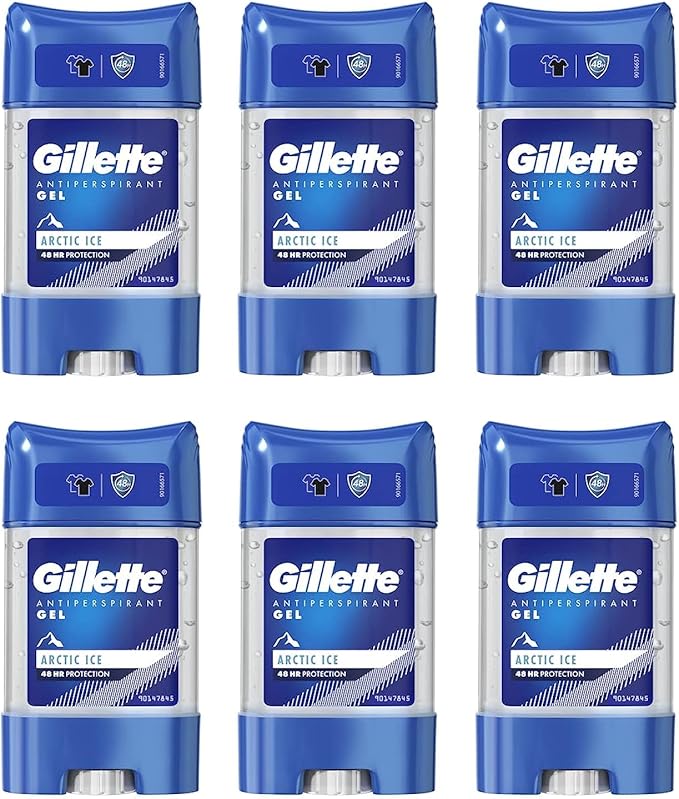Gillette Antiperspirant Deodorant Gel For Men, 420 ml (70 ml x 6), 48-Hour Invisible Sweat and Odour Protection, Artic Ice