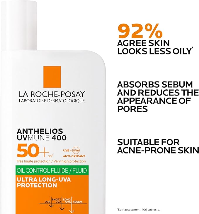 La Roche-Posay Anthelios UVMune 400 Oil Control Invisible Fluid Sunscreen SPF 50+ for Oily Skin 50ml