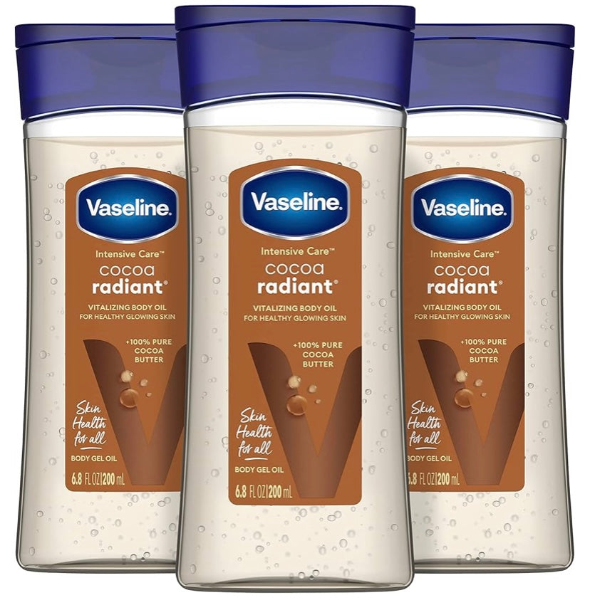 Vaseline Intensive Care Body Gel Oil, Cocoa Radiant,200ml X Pack of 3