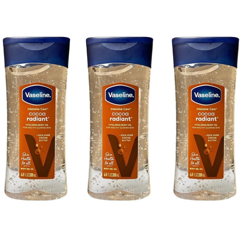 Vaseline Intensive Care Body Gel Oil, Cocoa Radiant,200ml X Pack of 3