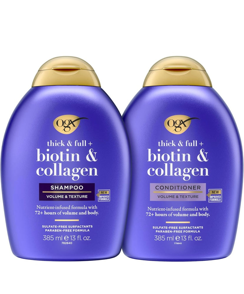 OGX Shampoo & Conditioner Thick And Full + Biotin And Collagen 385ml (Pack Of 2)