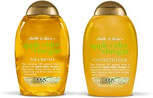 OGX Clarify & Shine Apple Cider Vinegar Shampoo + Conditioner for Dry, Oily and Greasy,385ML