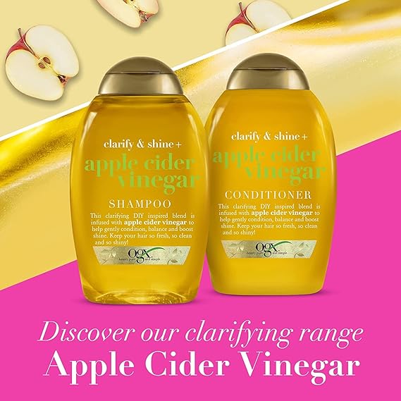 OGX Clarify & Shine Apple Cider Vinegar Shampoo + Conditioner for Dry, Oily and Greasy,385ML