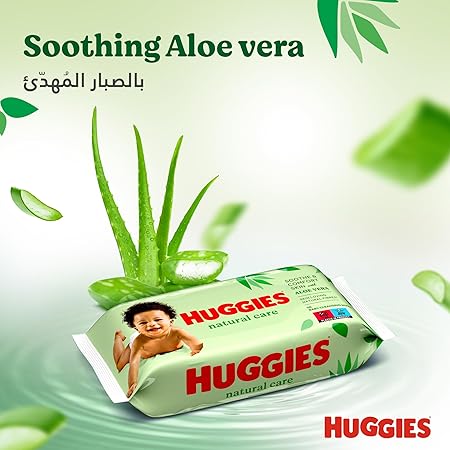 Huggies Natural Baby Wipes, Aloe Vera Wipes, 12 Pack x 56 Wipes (672 Wipes)