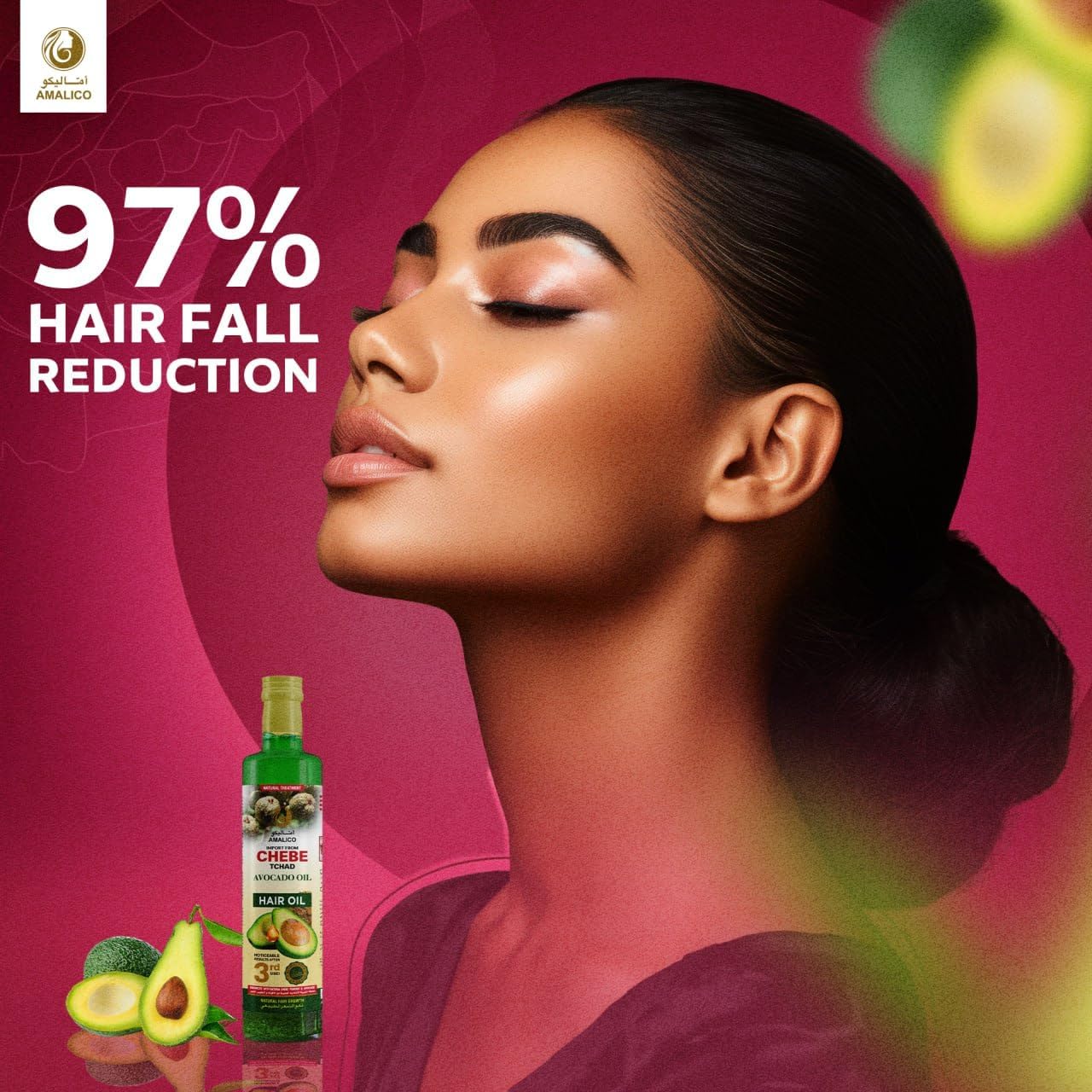 Chebe  Avocado Oil for Hair Growth and Scalp Treatment - Ready to Use Hair Growth Oil with Chebe Powder for Damaged Dry Hair - Infused With Organic Ostrich, Canola and Olive Oil - 250 ML