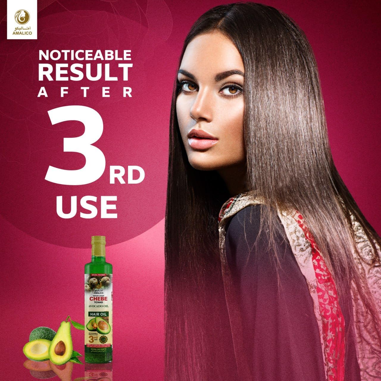 Chebe  Avocado Oil for Hair Growth and Scalp Treatment - Ready to Use Hair Growth Oil with Chebe Powder for Damaged Dry Hair - Infused With Organic Ostrich, Canola and Olive Oil - 250 ML