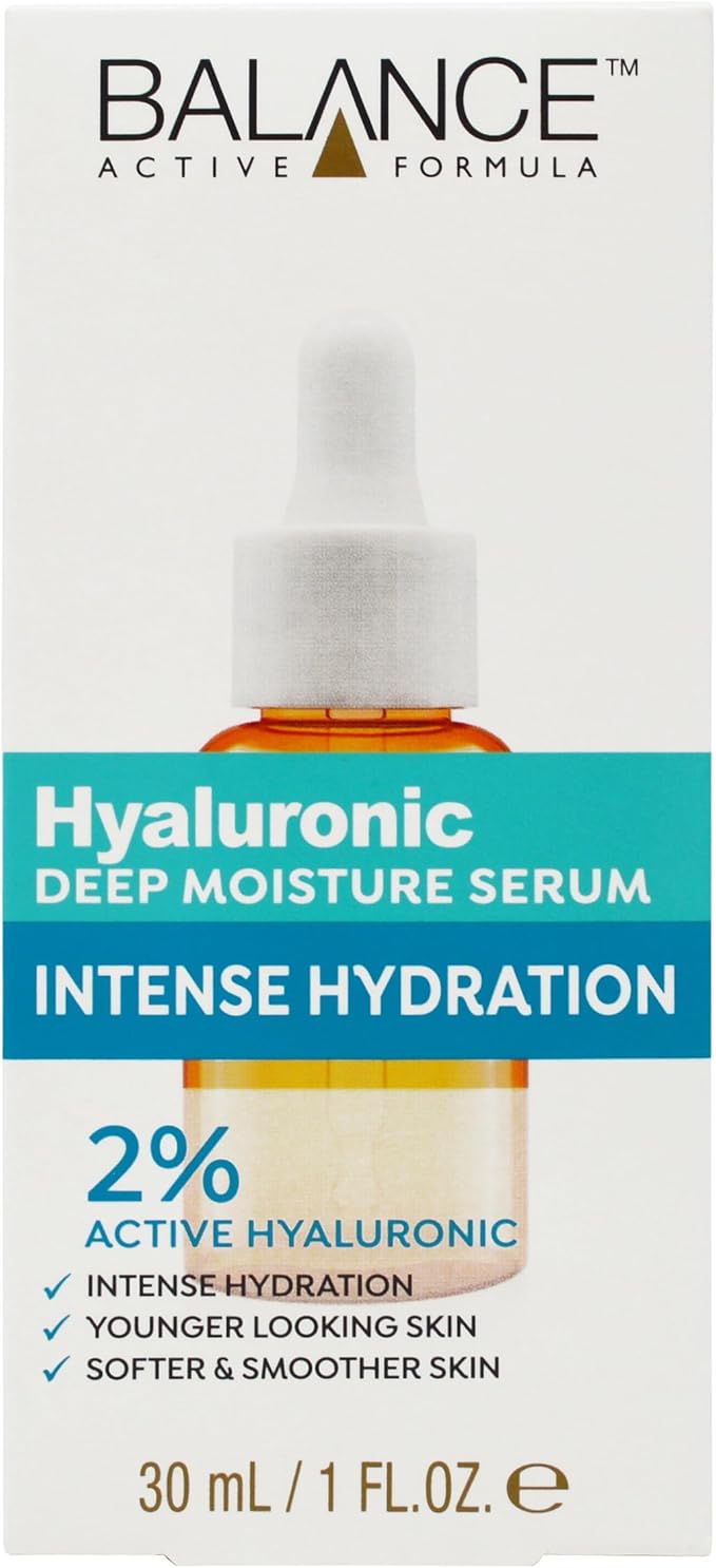 Balance Active Formula Hyaluronic Deep Moisture Serum (30ml) - Lightweight & Non-Greasy Provides Intense Hydration Encourages Visibly Younger Looking Skin