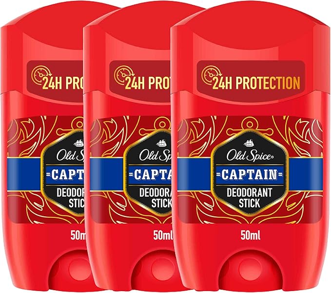 Old Spice Captain Deodorant Stick For Men, 3 x 50 ml