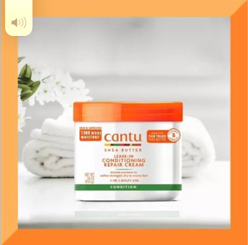 Cantu Shea Butter Leave-In Conditioning Repair Cream White 453g x pack of 1