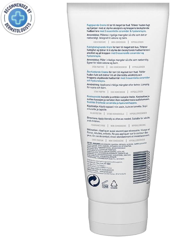 CeraVe Moisturizing Cream | 48H Body and Face Moisturizer for Dry to Very Dry Skin with Hyaluronic Acid and Ceramides | Fragrance Free | 50 ML