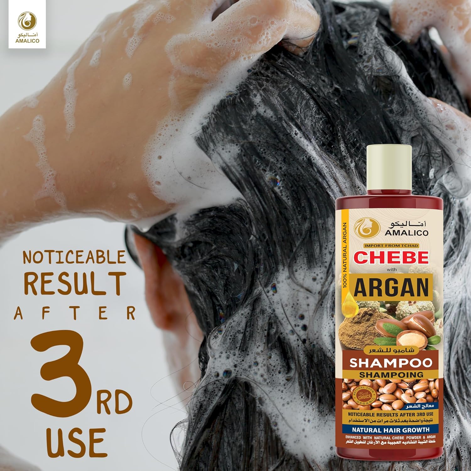 Chebe Sulfate-Free Hair Shampoo with Argan Oil and Chebe Powder for Hair Growth | Natural Hair Shampoo Sulfate Free with Argan Oil for Hair Growth Curly Hair 500 ML