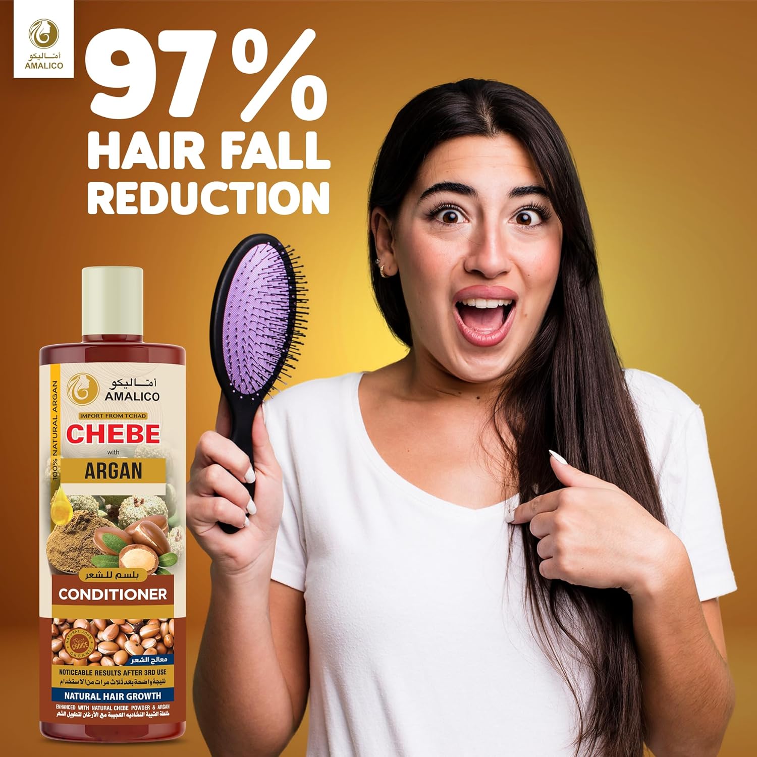 Chebe Sulfate-Free Hair Conditioner with Argan Oil and Chebe Powder for Hair Growth | Natural Hair Conditioner with Argan Oil of Morocco for Hair Growth and Hair Repair 500 ML