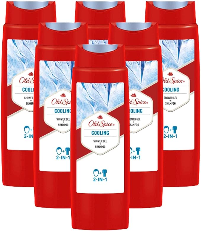 Old Spice Hair And Body Cooling Shower Gel & Shampoo For Men, 6 X 250 ML