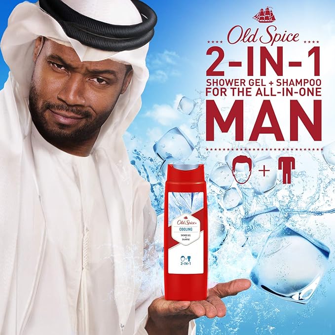 Old Spice Hair And Body Cooling Shower Gel & Shampoo For Men, 6 X 250 ML