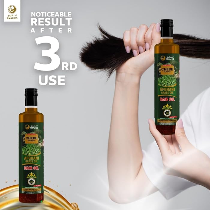 AMALICO Afghani Oil for Hair Growh with Chebe Powder - 10 in 1 Hair Oil for Deep Moisturizing - Hair Oil for Nourishment of Scalp and Dry Damaged Hair - 250 ML
