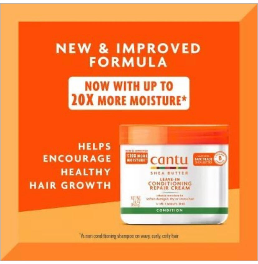 Cantu Shea Butter Leave-In Conditioning Repair Cream White 453g x pack of 1