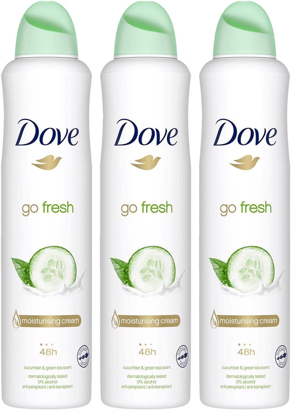 Dove Go Fresh Cucumber, Anti Perspirant Deodorant Aerosol Spray For Women, Long Lasting Anti Sweat And Body Odour Protection For A Clean And Fresh Fragrance 250 ml (Pack of 3)