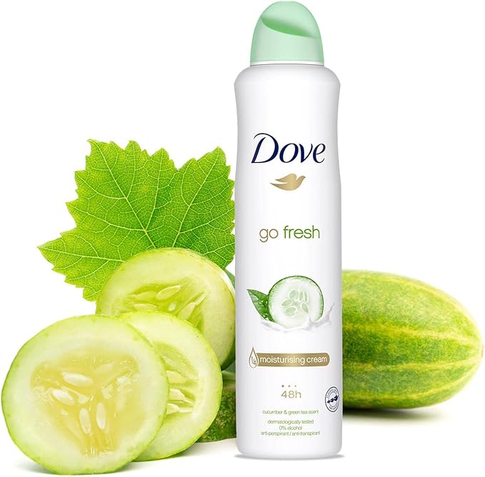 Dove Go Fresh Cucumber, Anti Perspirant Deodorant Aerosol Spray For Women, Long Lasting Anti Sweat And Body Odour Protection For A Clean And Fresh Fragrance 250 ml (Pack of 3)