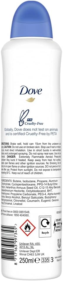 3 Pack of 250ml Dove Women Original Anti-Perspirant Deodorant Spray Upto 48 Hour Protection