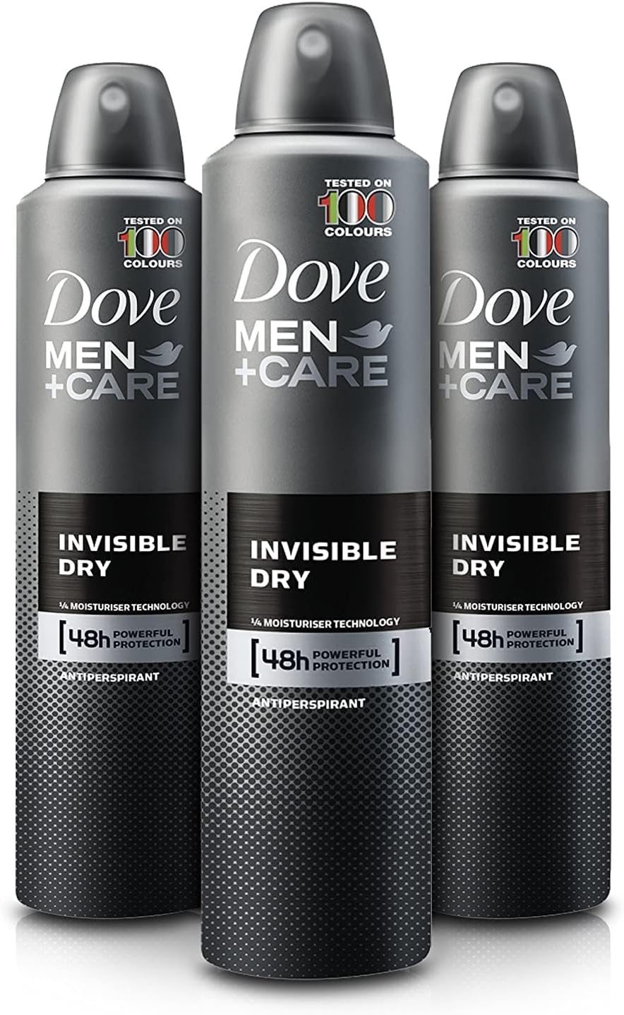 Dove Invisible Dry Strong Antiperspirant Aerosol Spray, Anti-Sweat Deodorant For Men And Women For A Cool, Fresh And Clean Fragrance 48 Hour Protection, Large Pack (3 x 250ml)