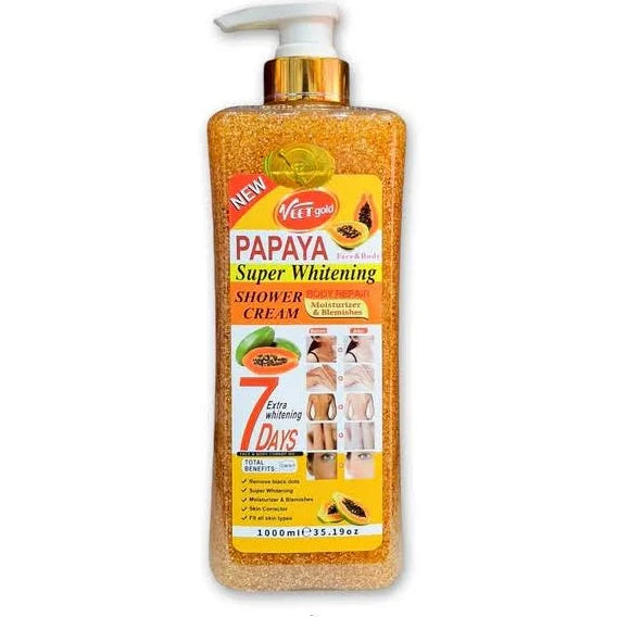 Veet Gold Papaya Super Whitening Shower Cream Scrub 1000ml