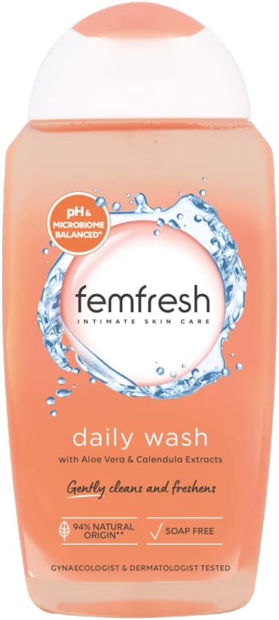 Femfresh Everyday Care Daily Intimate l Wash – Feminine Hygiene Shower & Bath Gel Cleanser – pH Balanced, Soap Free Gel Formula with Natural Aloe Vera & Calendula – 250 ml (Pack of 1)