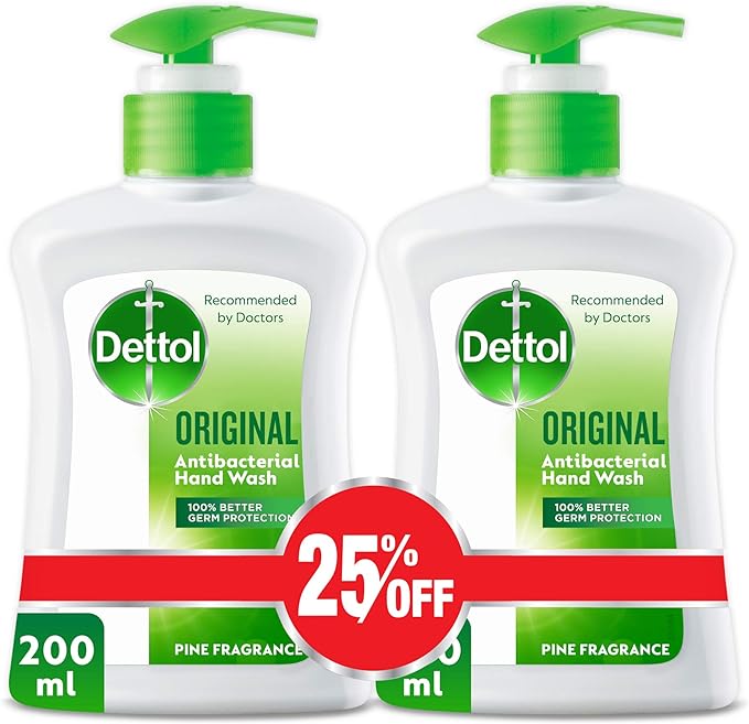 Dettol Original Anti-Bacterial Liquid Hand Wash 200ml X2Pack.