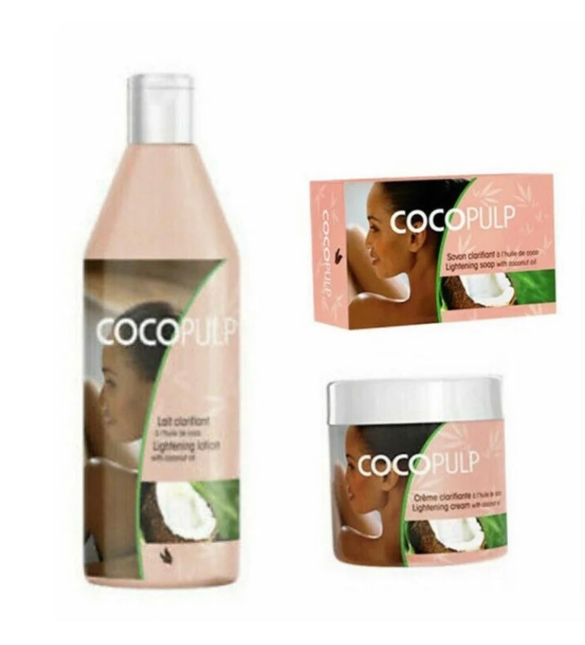 Cocopulp clarifiante lightening creme Lotion Oil Soap Complete Set