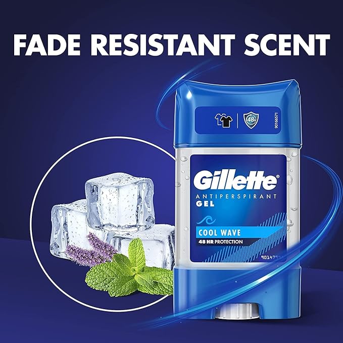 Gillette Antiperspirant Deodorant Gel For Men, 420 ml (70 ml x 6), 48-Hour Invisible Sweat and Odour Protection, Cool Wave