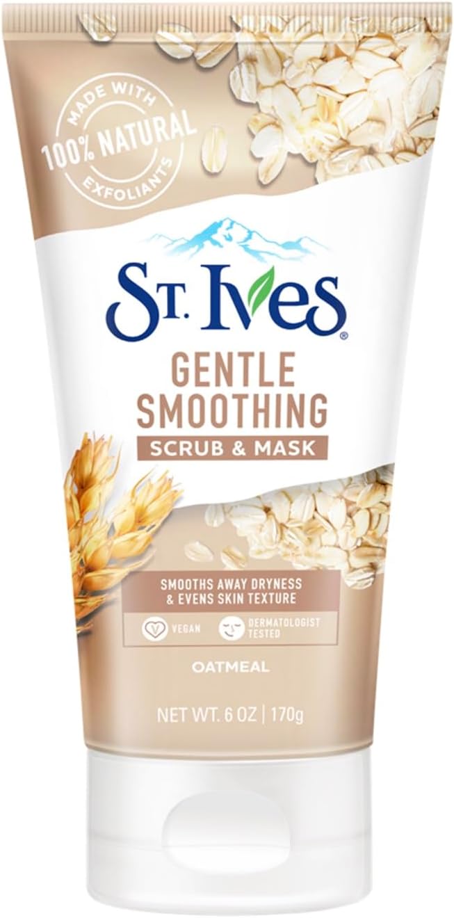 St. Ives Gentle Smoothening Oatmeal 2-In-1 Face Scrub & Mask with 100% Natural Exfoliants,170g