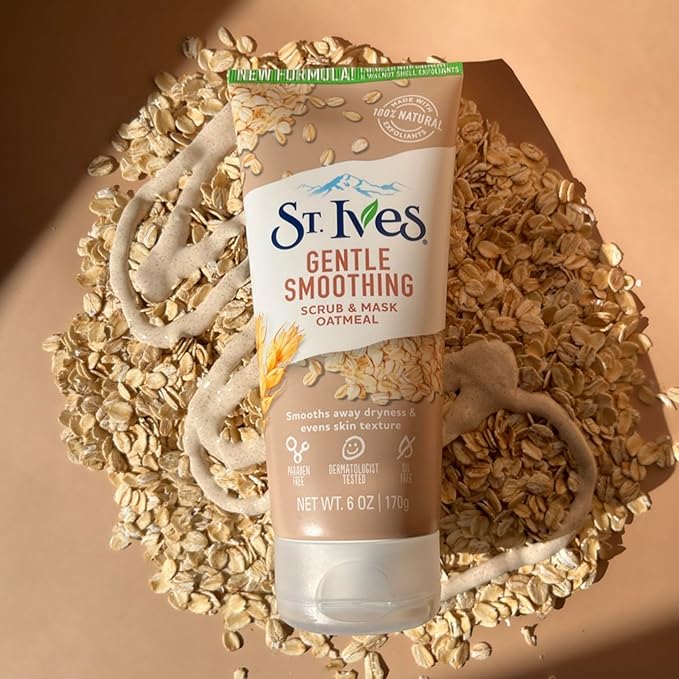 St. Ives Gentle Smoothening Oatmeal 2-In-1 Face Scrub & Mask with 100% Natural Exfoliants,170g