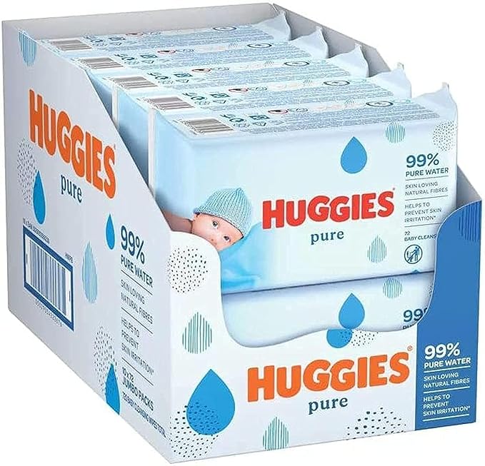 HUGGIES PURE BABY WIPES PACK OF 6 (336 WIPES)