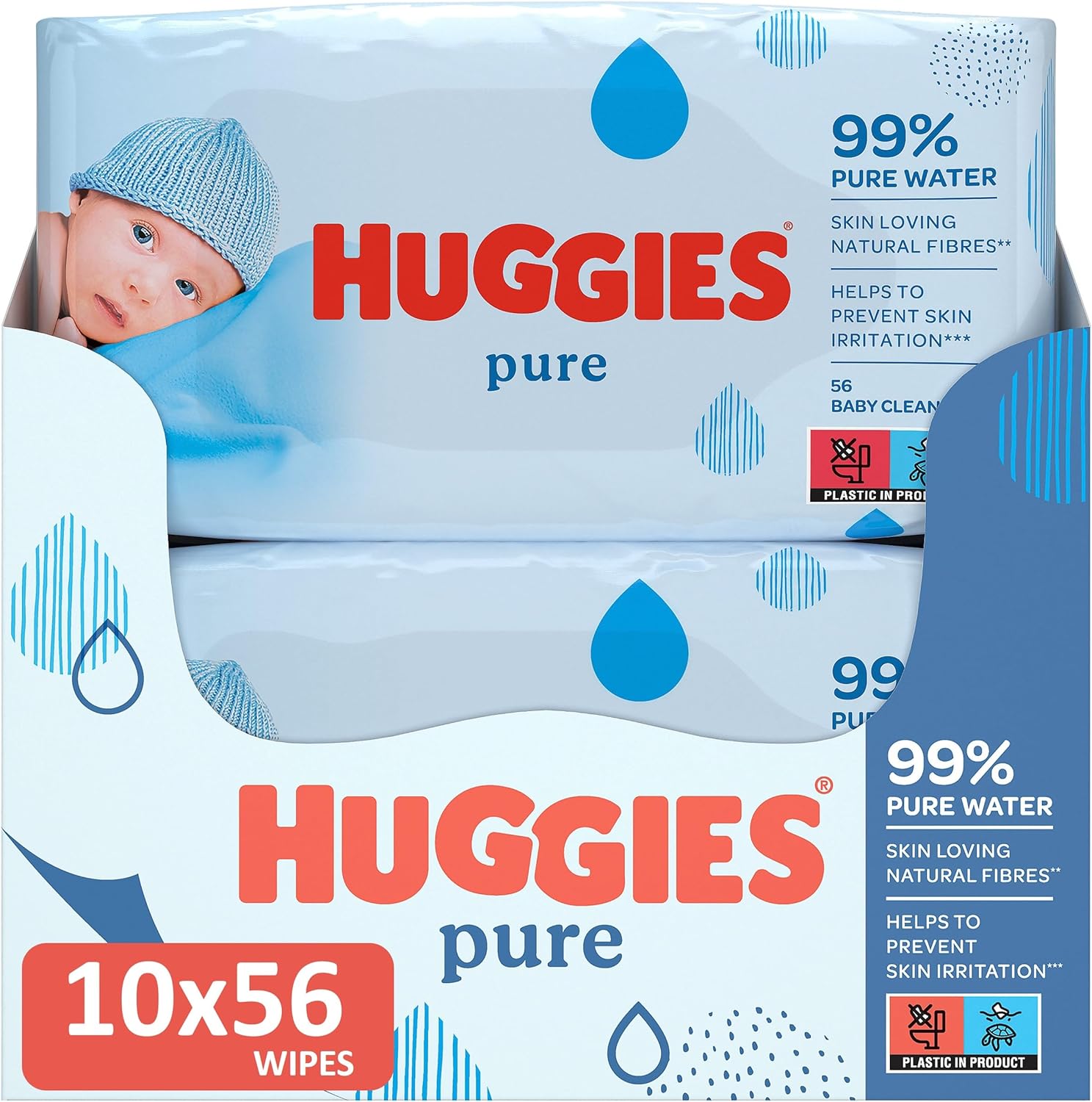 HUGGIES PURE BABY WIPES PACK OF 6 (336 WIPES)