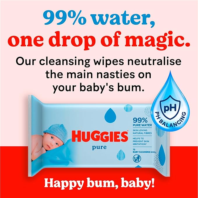 Huggies Pure, Baby Wipes, 18 Packs (1008 Wipes Total) - 99 Percent Pure Water Wipes - Fragrance Free for Gentle Cleaning and Protection - Natural Wet Wipes