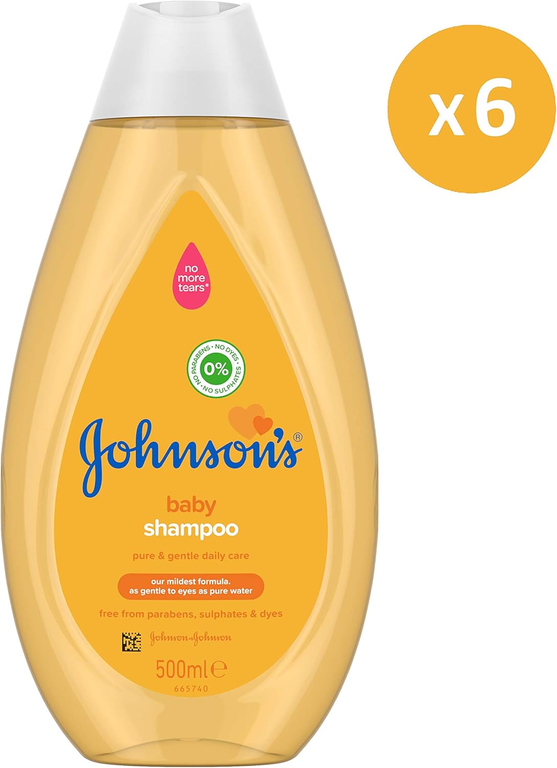 Johnson's Baby Shampoo 500ml Gentle Hair Cleanse 6 Pack