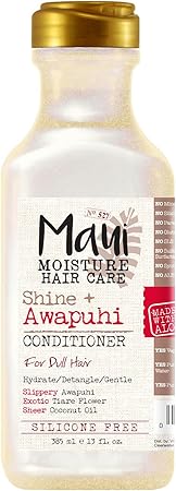 Maui Moisture Shine + Awapuhi Moisturizing Vegan Conditioner with Oils for Shiny Hair Silicone & Sulfate Free Surfactant Aloe Conditioner to Hydrate Detangle Hair, Coconut, 13 Fl Oz